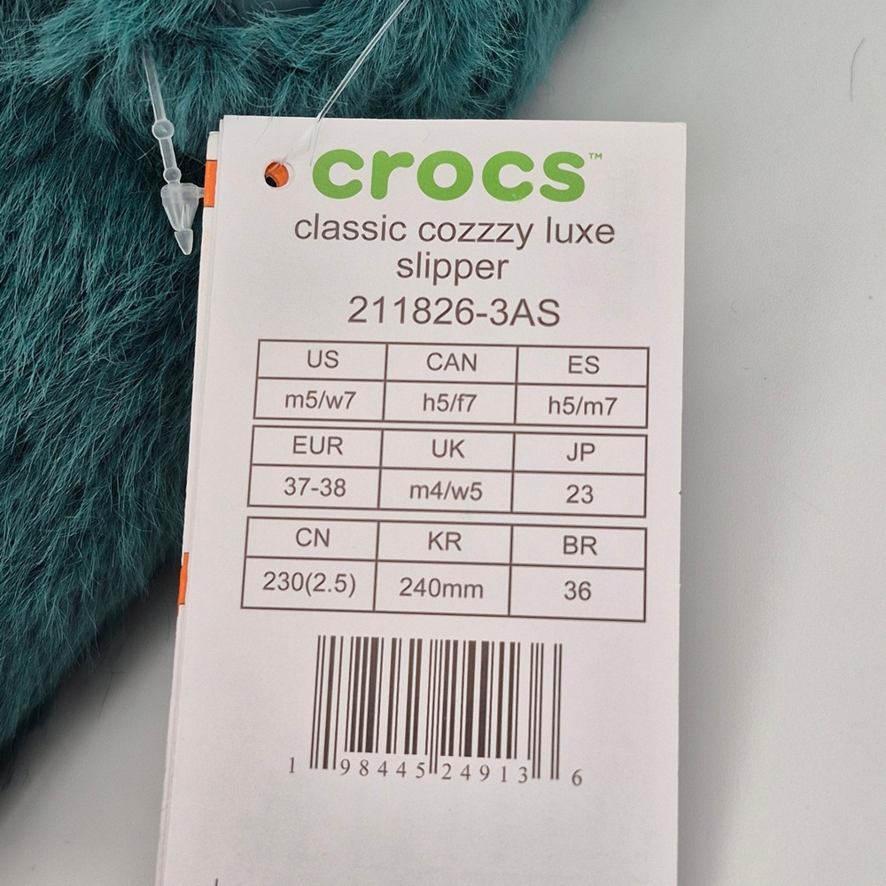 Crocs Classic Cozzzy Luxe Slipper Adult Women's Size 7 Hosta Turquoise Teal - Picture 2 of 16